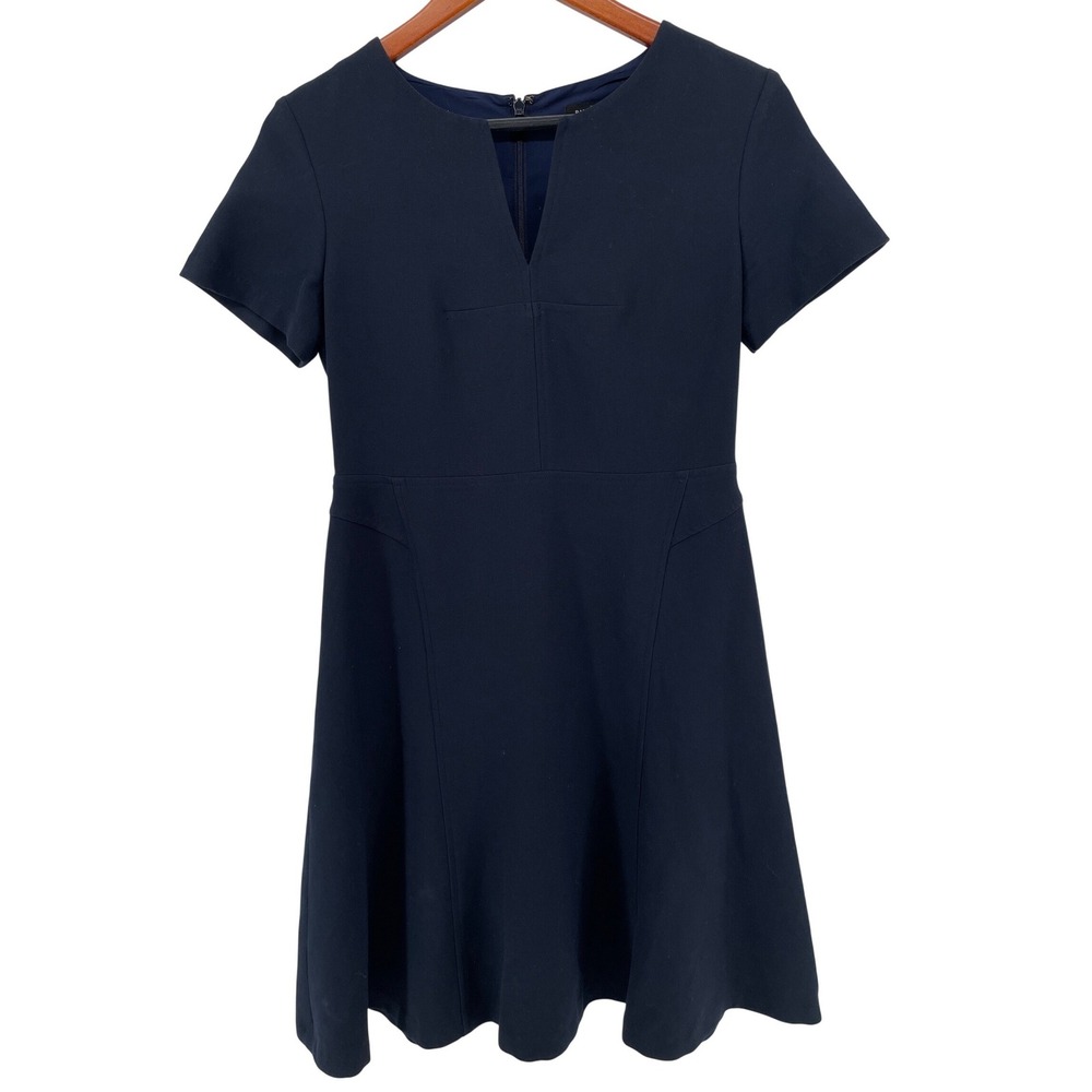 Banana Republic Fit and Flare Mini Dress Womens 2 Navy Classic Staple Minimalist